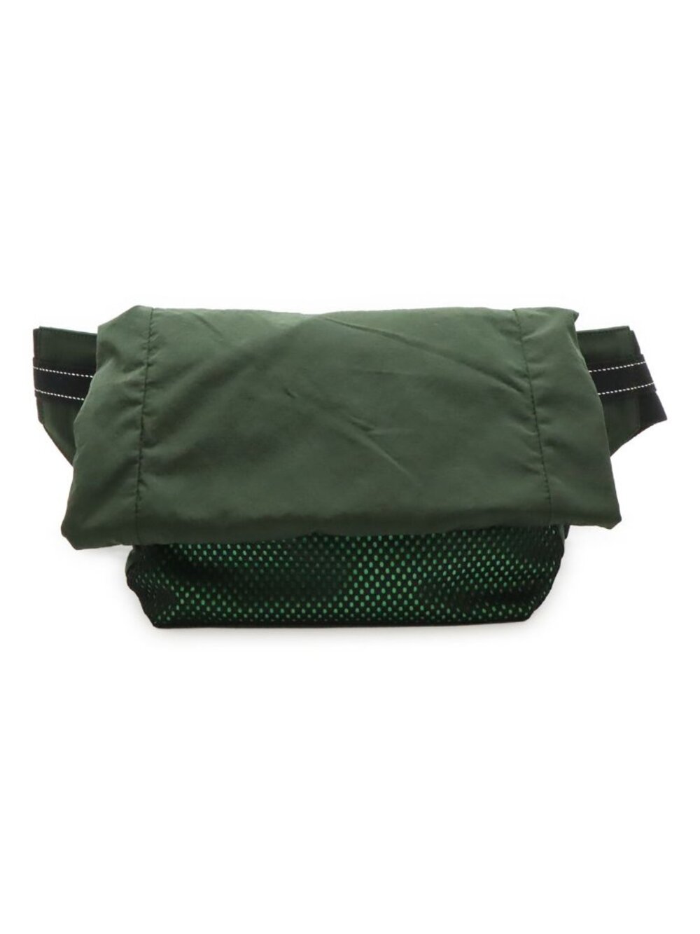 Bottega Veneta Belt Bag Crossbody Mesh Nylon Khaki Green Black